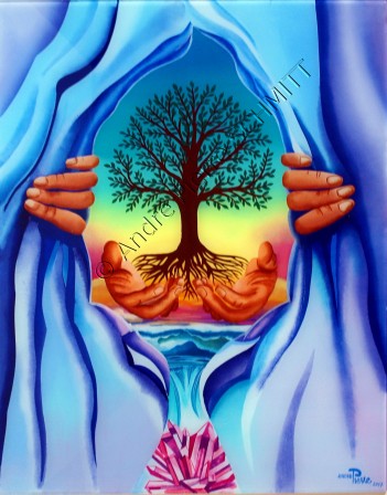 L'arbre de vie dans les mains de la Déesse Mère